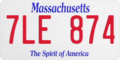 MA license plate 7LE874