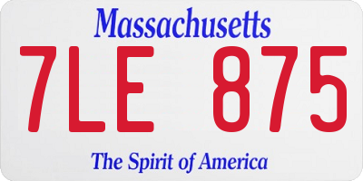 MA license plate 7LE875