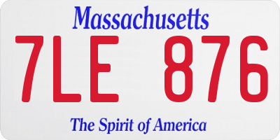 MA license plate 7LE876
