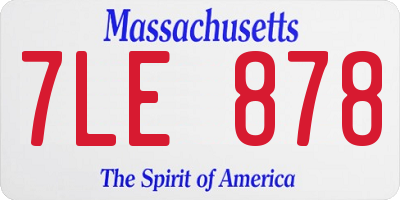 MA license plate 7LE878