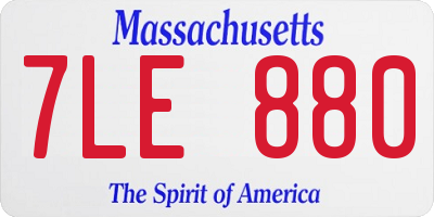 MA license plate 7LE880