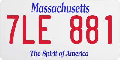 MA license plate 7LE881
