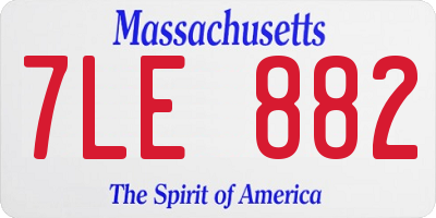 MA license plate 7LE882