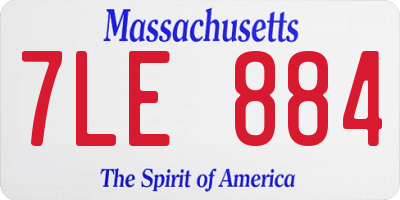 MA license plate 7LE884