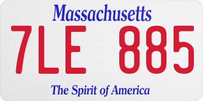 MA license plate 7LE885