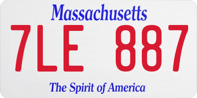 MA license plate 7LE887