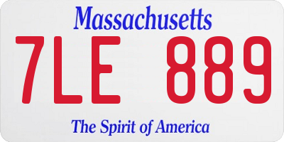 MA license plate 7LE889