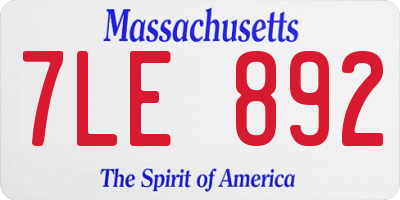MA license plate 7LE892