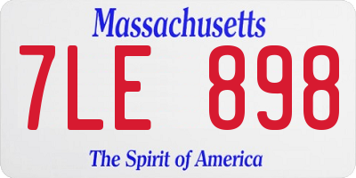 MA license plate 7LE898