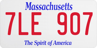 MA license plate 7LE907