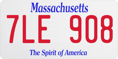 MA license plate 7LE908