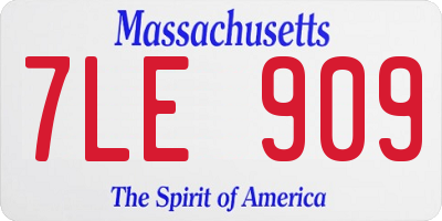 MA license plate 7LE909
