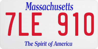 MA license plate 7LE910