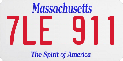 MA license plate 7LE911