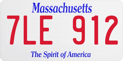 MA license plate 7LE912