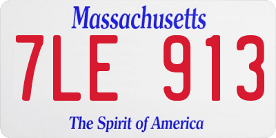 MA license plate 7LE913