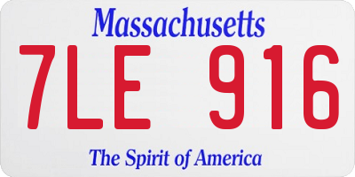 MA license plate 7LE916
