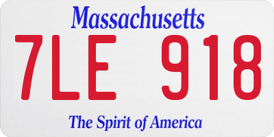 MA license plate 7LE918