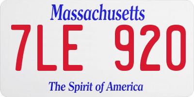 MA license plate 7LE920