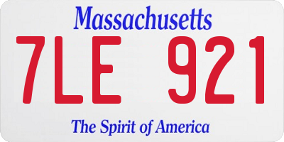 MA license plate 7LE921