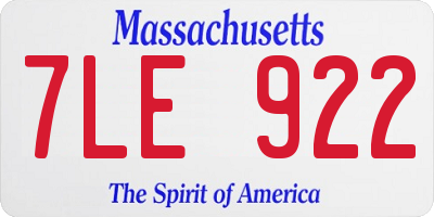 MA license plate 7LE922