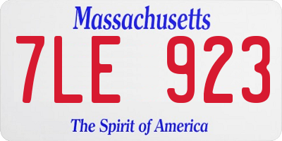 MA license plate 7LE923