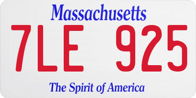 MA license plate 7LE925