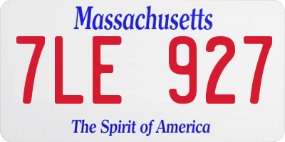 MA license plate 7LE927