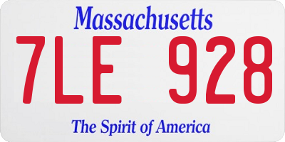 MA license plate 7LE928