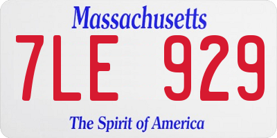 MA license plate 7LE929