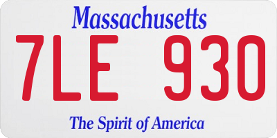MA license plate 7LE930