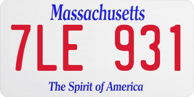 MA license plate 7LE931