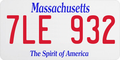 MA license plate 7LE932