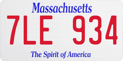 MA license plate 7LE934
