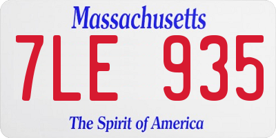 MA license plate 7LE935
