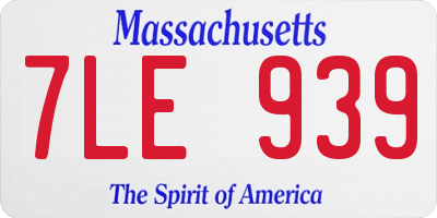 MA license plate 7LE939