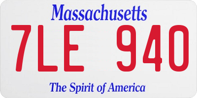 MA license plate 7LE940