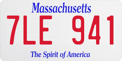 MA license plate 7LE941