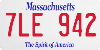 MA license plate 7LE942