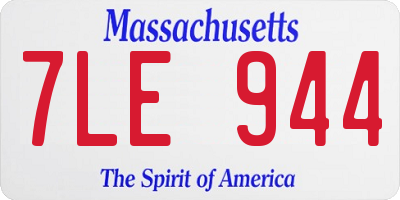 MA license plate 7LE944
