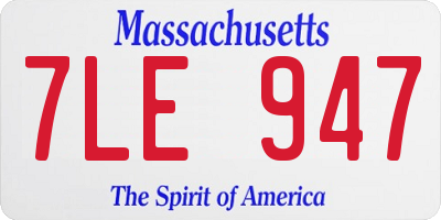 MA license plate 7LE947