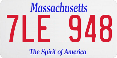 MA license plate 7LE948
