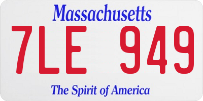 MA license plate 7LE949