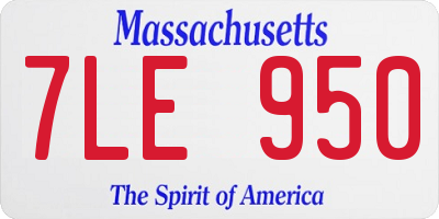 MA license plate 7LE950