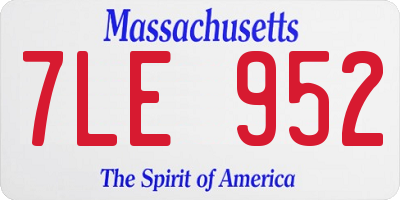 MA license plate 7LE952