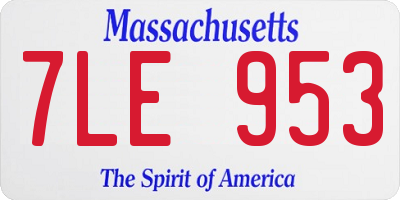 MA license plate 7LE953