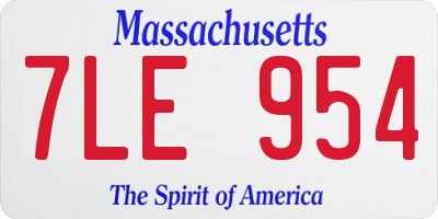 MA license plate 7LE954