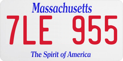 MA license plate 7LE955