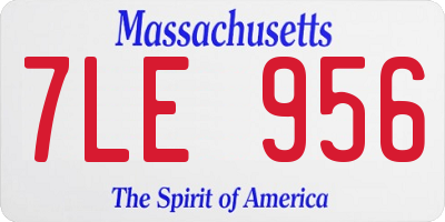MA license plate 7LE956
