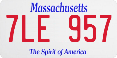 MA license plate 7LE957